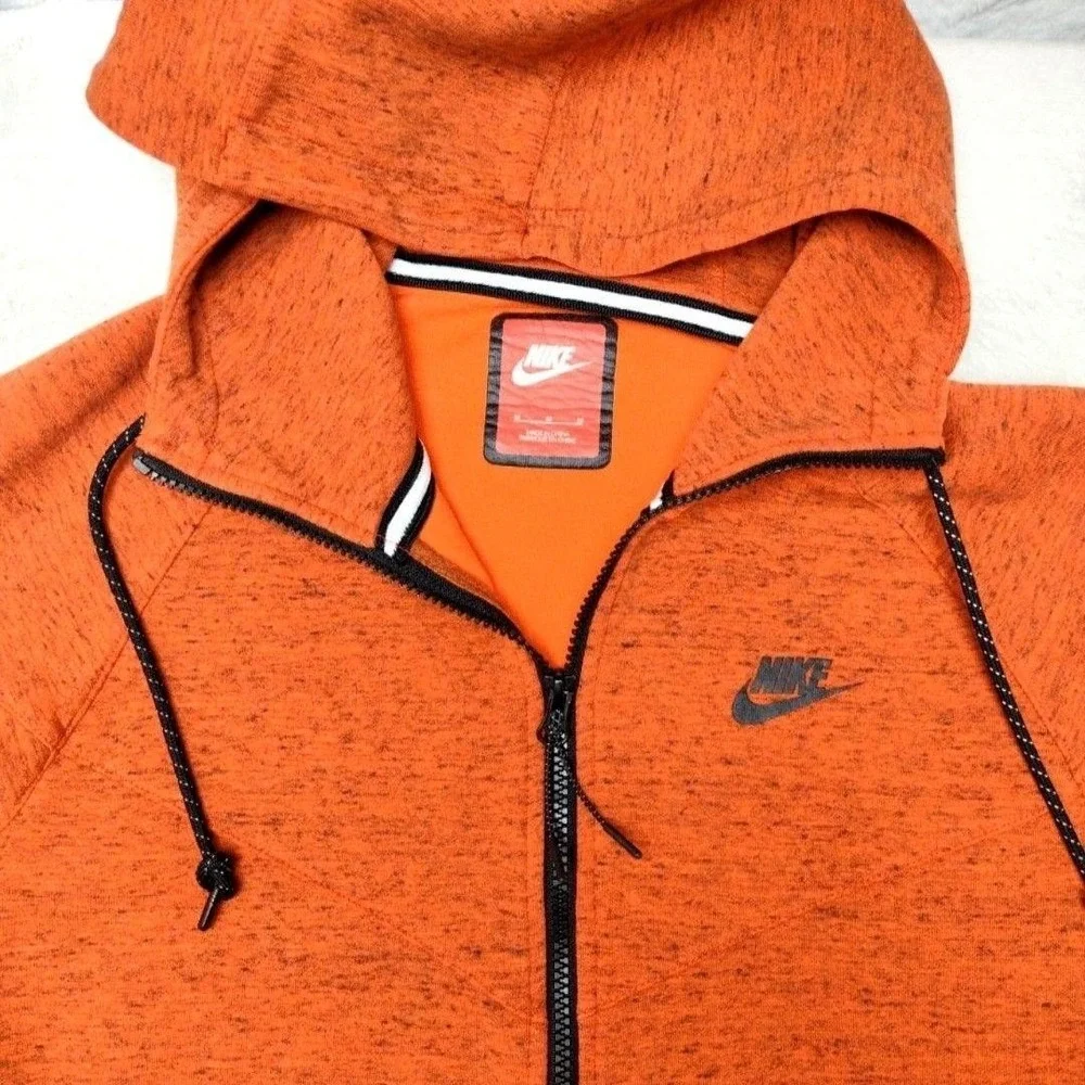 Nike Hoodie Mens M Orange Tech Fleece Windrunner Full Zip Hooded 545277-891